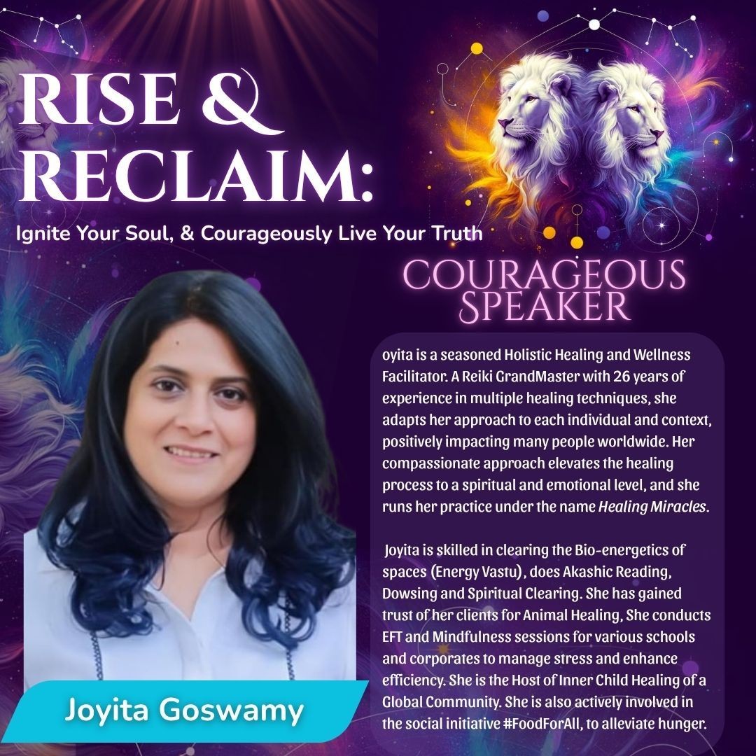 Promotional image for Joyita Goswamy as a courageous speaker in holistic healing and wellness.